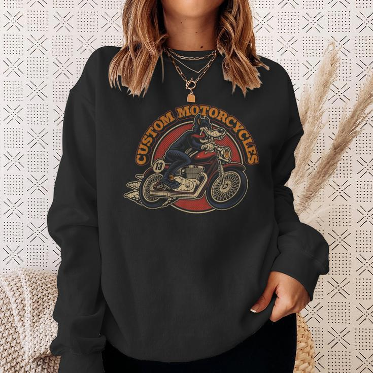 Custom Motorcycles Retro Biker Lowbrow Wolf Rockabilly 50S Sweatshirt Gifts for Her