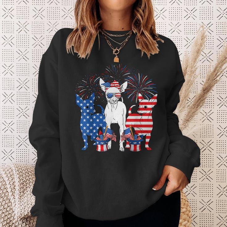 Cute Chihuahua Dogs American Flag Indepedence Day July 4Th Sweatshirt Gifts for Her