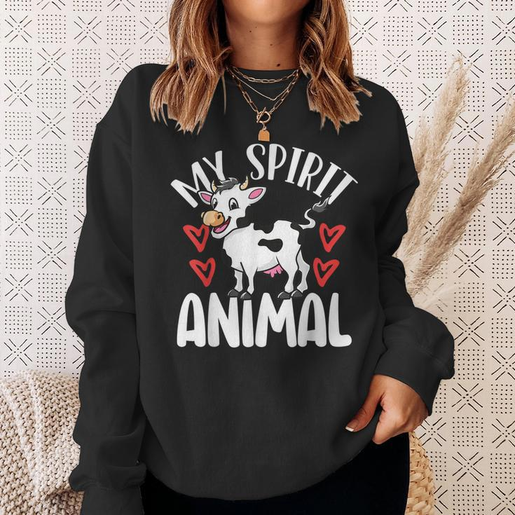 Cute Cows Are My Spirit Animal Colorful Cow Cattle Lover Sweatshirt Gifts for Her