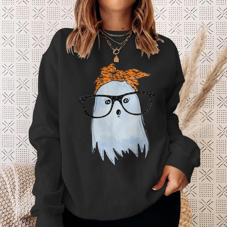 Cute Ghost With Glasses And Bandana Sweatshirt Gifts for Her