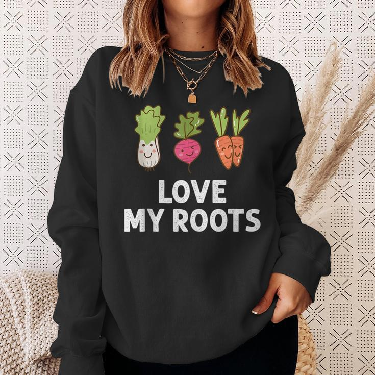 Cute I Love My Roots Toddler Root Vegetables Gardening Gardening Funny Gifts Sweatshirt Gifts for Her