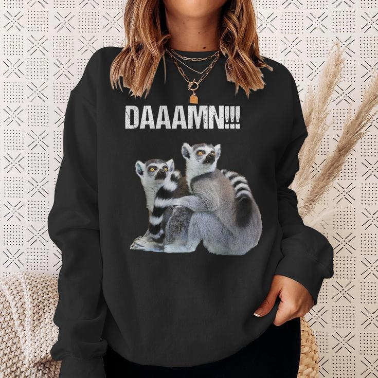 Daaamn Fucking Hilarious Cute Lemur Monkey Sweatshirt Gifts for Her