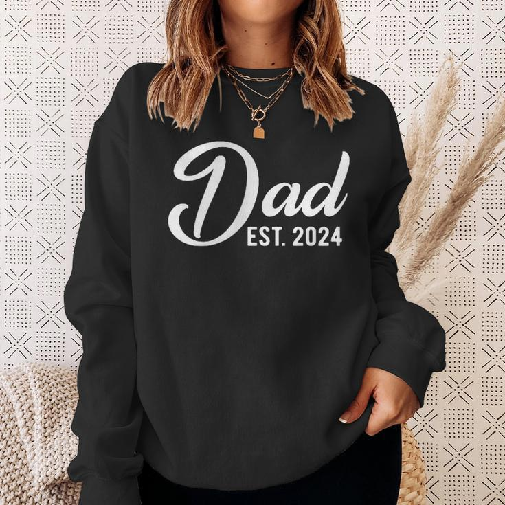 Dad Est 2024 First Fathers Day 2024 Promoted To Daddy Sweatshirt Gifts for Her