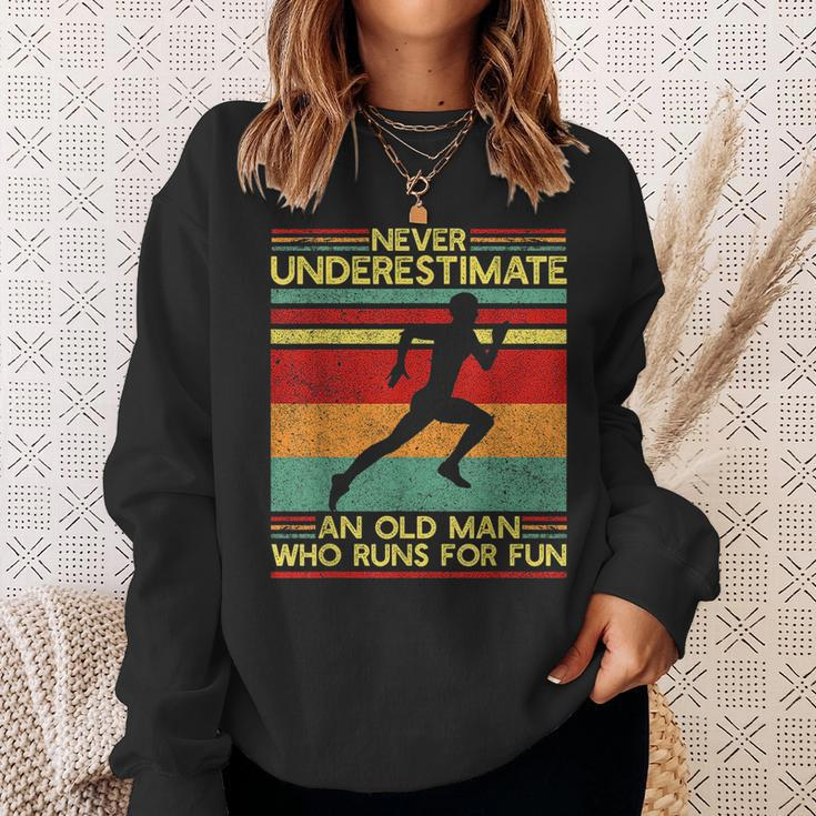 Dad Love Never Underestimate An Old Man Who Runs For Fun Sweatshirt Gifts for Her