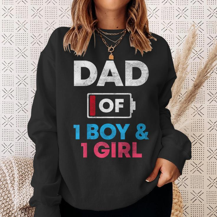 Dad Of 1 Boy And 1 Girl Battery Low Daddy Fathers Day Gift Sweatshirt Gifts for Her