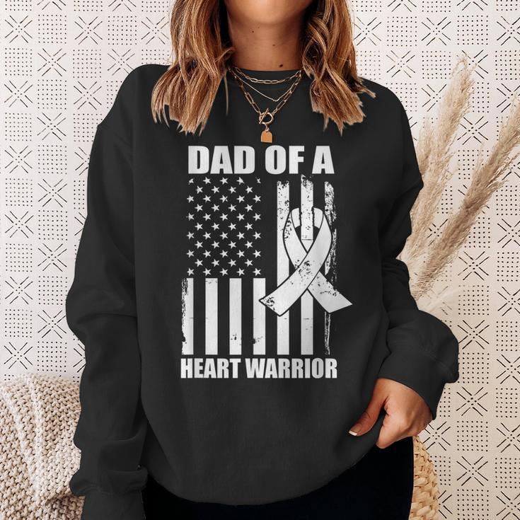 Dad Of A Heart Warrior Heart Disease Awareness Sweatshirt Gifts for Her