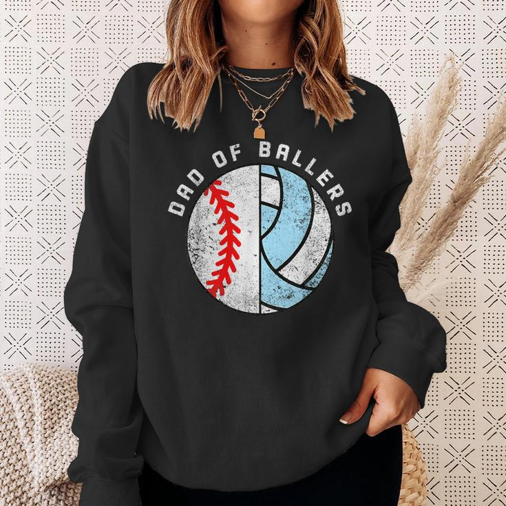Dad Of Ballers Funny Baseball Volleyball Dad Daddy Papa Sweatshirt Gifts for Her