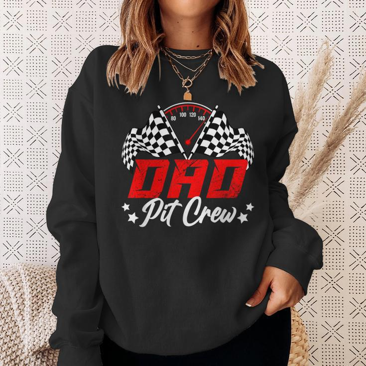 Dad Pit Crew Birthday Party Race Car Lover Racing Family Sweatshirt Gifts for Her