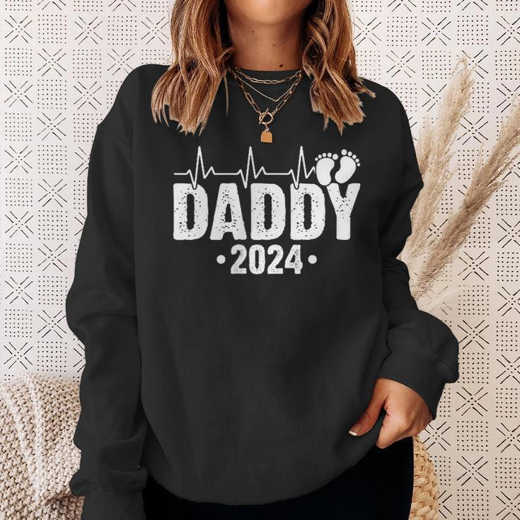 Daddy 2024 Heartbeat Daddy To Be New Dad First Time Daddy Sweatshirt Gifts for Her