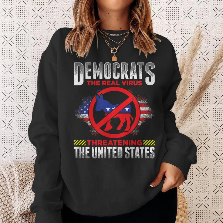 Democrats Suck Are Stupid The Real Virus Threatening The Us Sweatshirt Gifts for Her