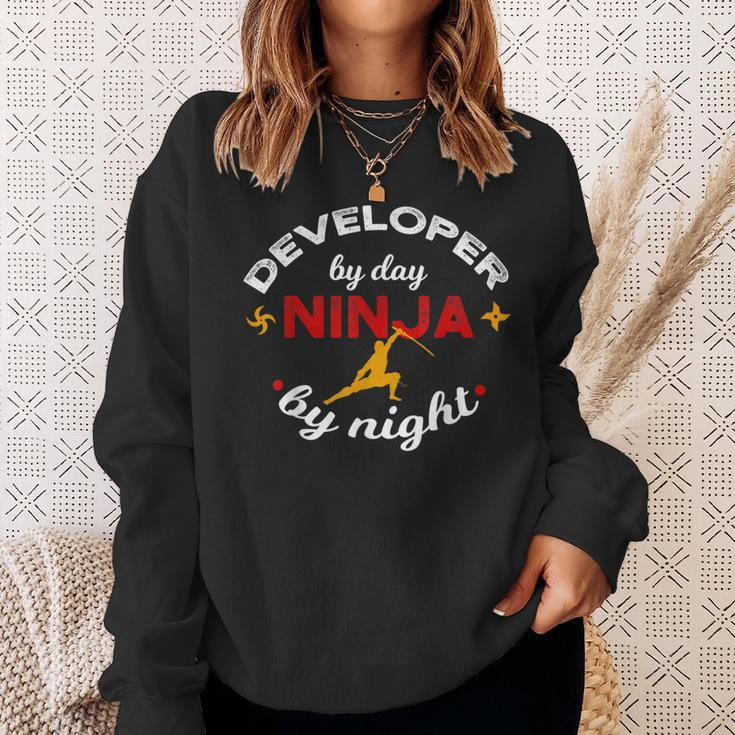 Developer By Day Ninja By Night Debugging Coder Geek Sweatshirt Gifts for Her