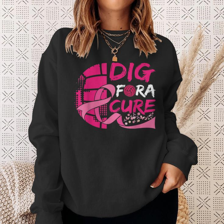 Dig For A Cure Breast Cancer Awareness Volleyball Pink Sweatshirt Gifts for Her