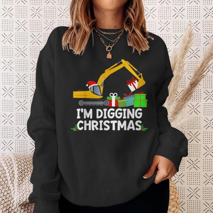 Im Digging Christmas Tractor Boys Excavator Digger Sweatshirt Gifts for Her