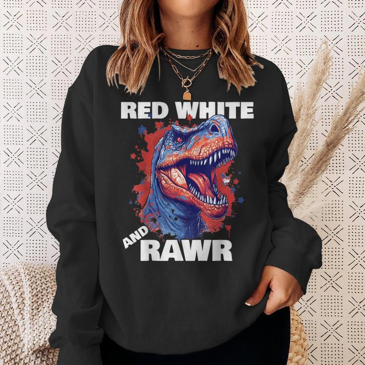 Dinosaur Red White Rawr American Flag 4Th Of JulyRex Boy Sweatshirt Gifts for Her