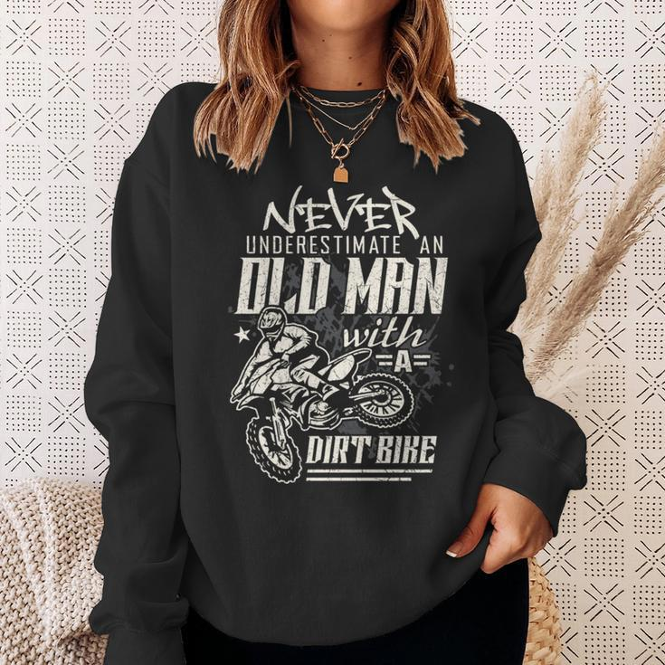Dirt Bike Rider Never Underestimate An Old Man Sweatshirt Gifts for Her