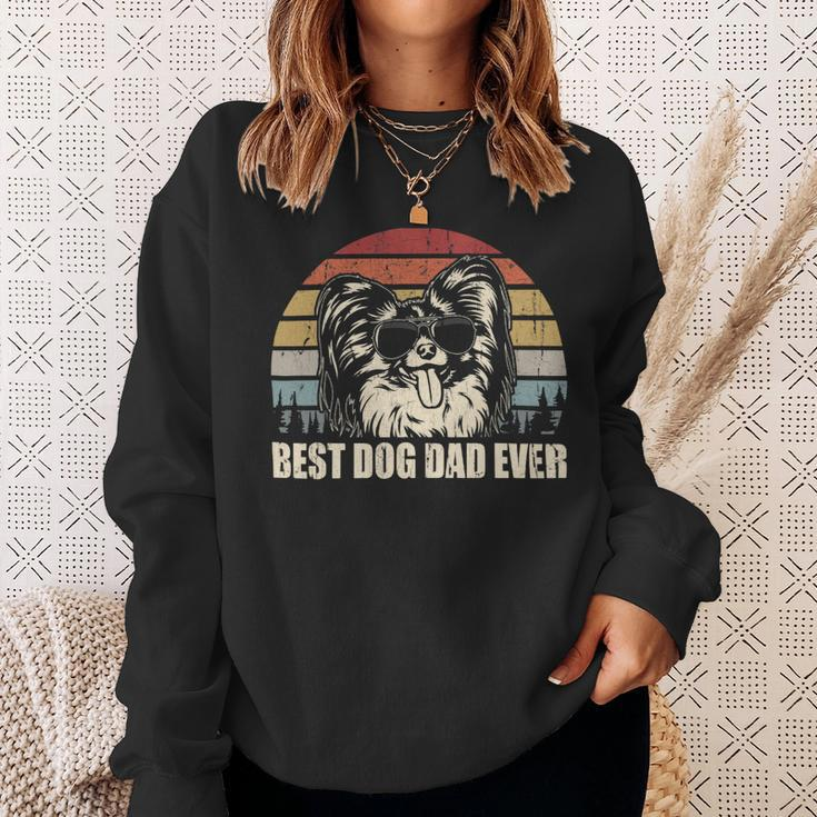 Dog Papillon Mens Papillon Dad Best Dog Dad Ever Funny Vintage Retro Sweatshirt Gifts for Her