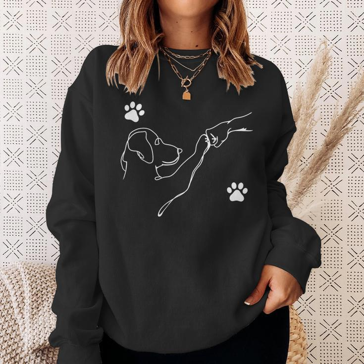Dog And People Punch Hand Dog Friendship Fist Bump Dog's Paw Sweatshirt Gifts for Her