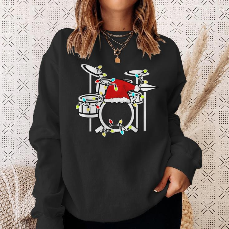 Drumming Santa Hat Drums Drummer Christmas Sweatshirt Gifts for Her
