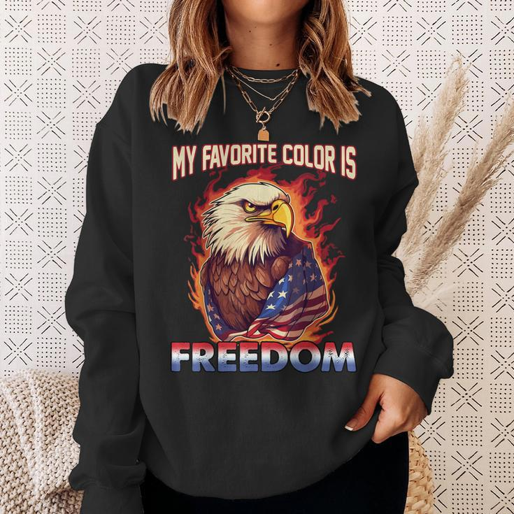 Eagle American Flag My Favorite Color Is Freedom Patriotic Sweatshirt Gifts for Her