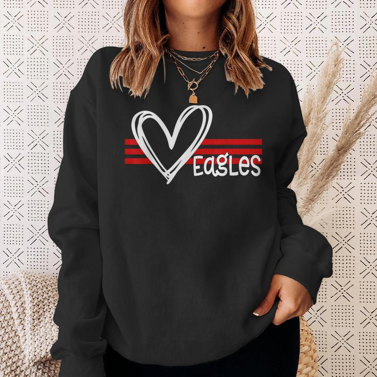 Eagles Pride Teams School Spirit Sports Red Heart Sweatshirt Gifts for Her