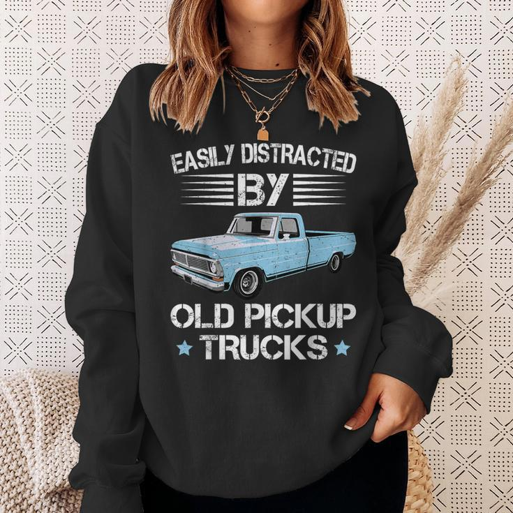 Easily Distracted By Old Pickup Trucks Trucker Sweatshirt Gifts for Her