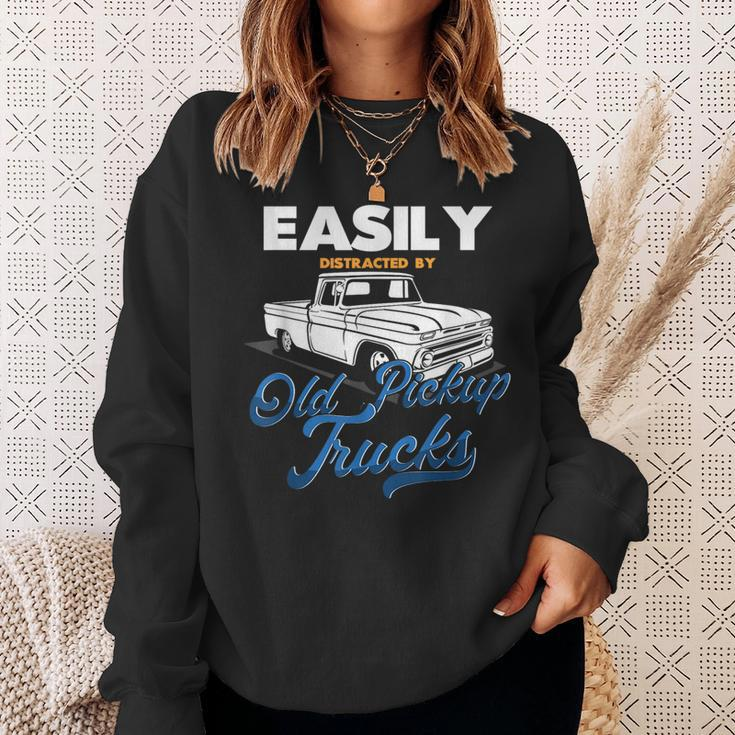 Easily Distracted By Old Pickup Trucks Classic Cars Sweatshirt Gifts for Her