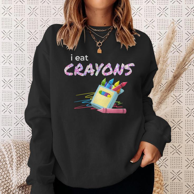 I Eat Crayons Child Colorist Artists Sweatshirt Gifts for Her
