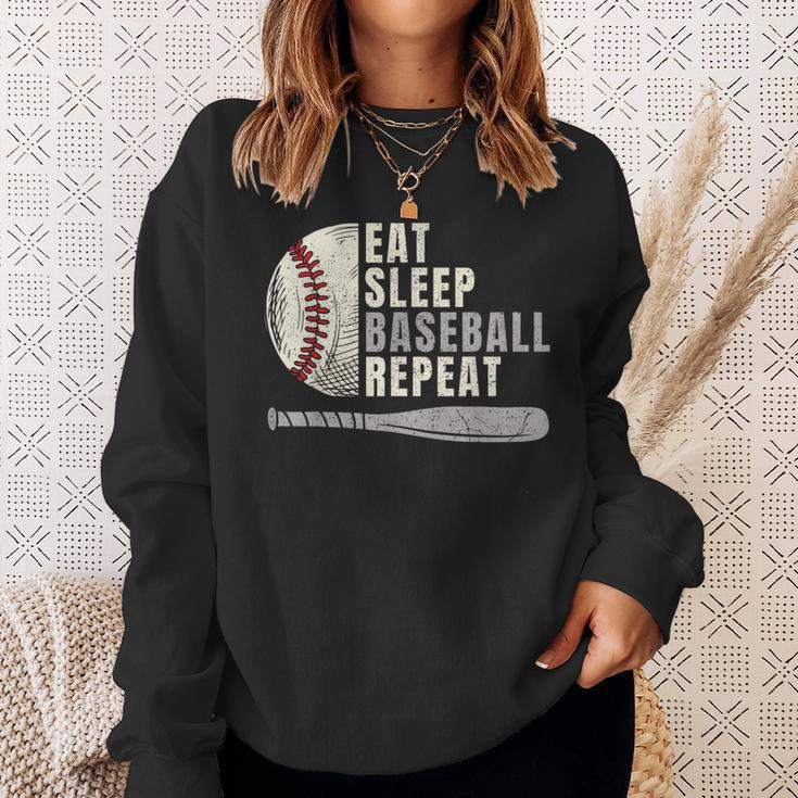 Eat Sleep Baseball Repeat Funny Baseball Player Baseball Funny Gifts Sweatshirt Gifts for Her