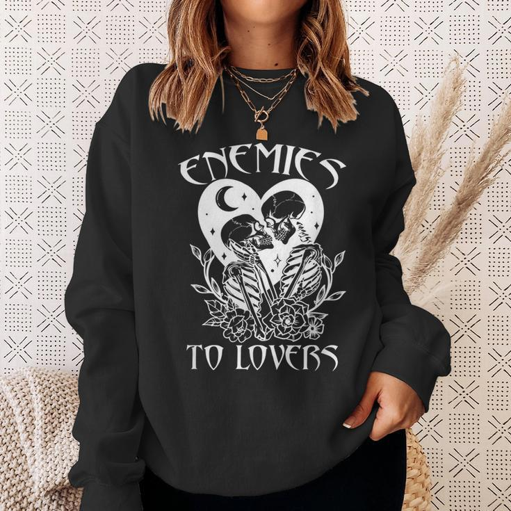 Enemies To Lovers Skeleton Bookish Romance Reader Book Club Sweatshirt Gifts for Her