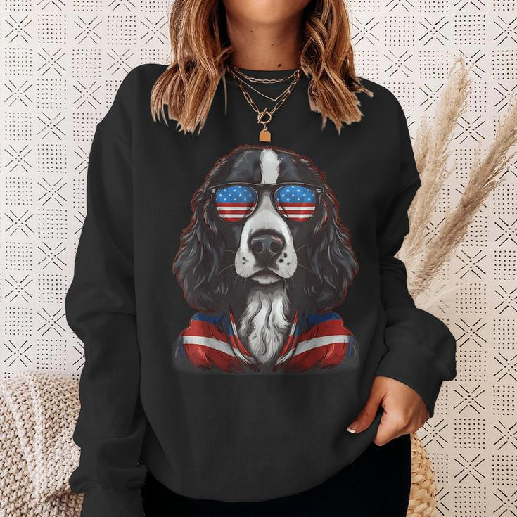 English Springer Spaniel American Flag Us 4Th July Gifts Sweatshirt Gifts for Her