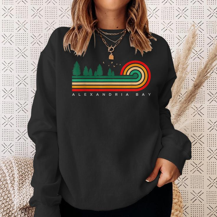 Evergreen Vintage Stripes Alexandria Bay New York Sweatshirt Gifts for Her