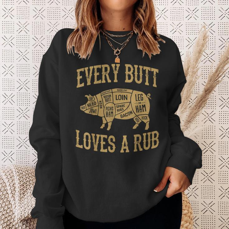 Every Butt Loves A Good Rub Funny Pig Pork Bbq Grill Sweatshirt Gifts for Her