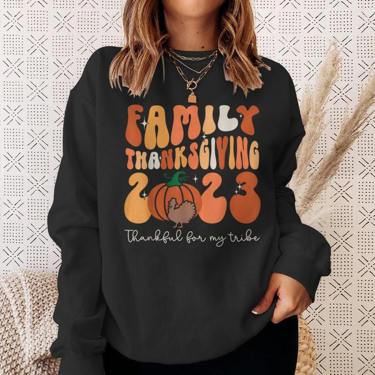 Family Thanksgiving 2023 Thankful For My Tribe Group Pumpkin Sweatshirt Gifts for Her