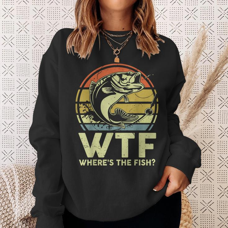 Father Day Fishing Wtf Wheres The Fish Vintage Fishing Gift For Mens Sweatshirt Gifts for Her