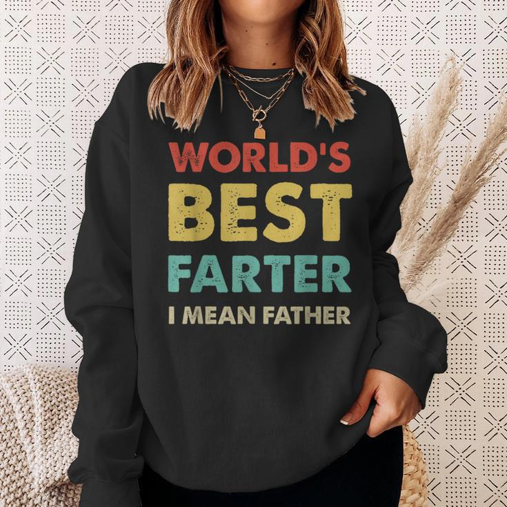 Fathers Day Retro Dad Worlds Best Farter I Mean Father Sweatshirt Gifts for Her
