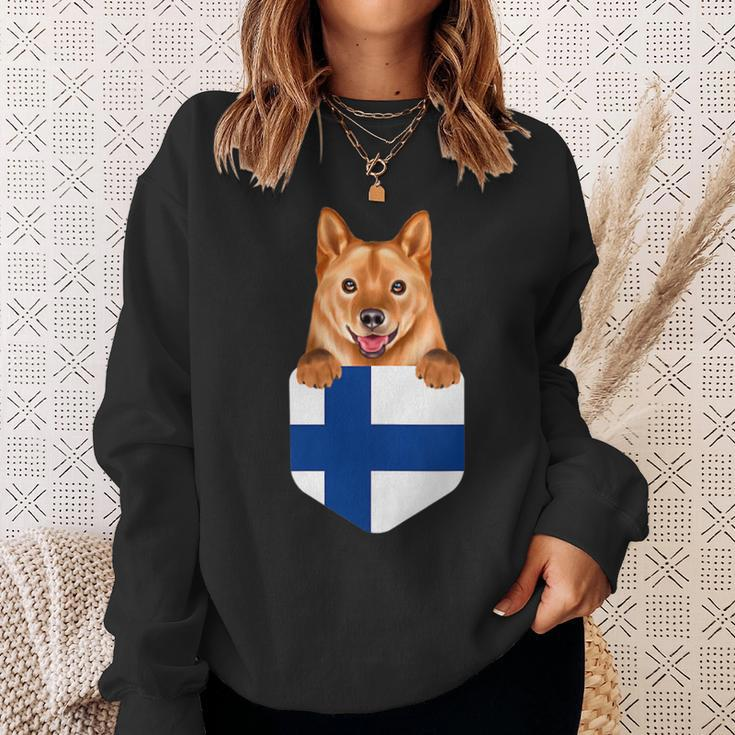 Finland Flag Finnish Spitz Dog In Pocket Sweatshirt Gifts for Her