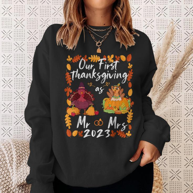 Our First Thanksgiving As Mr And Mrs Married Couples Sweatshirt Gifts for Her