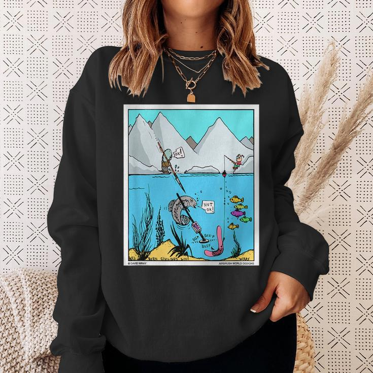 Fish With Metal Detector Funny Fishing Treasure Hunter Gift Sweatshirt Gifts for Her