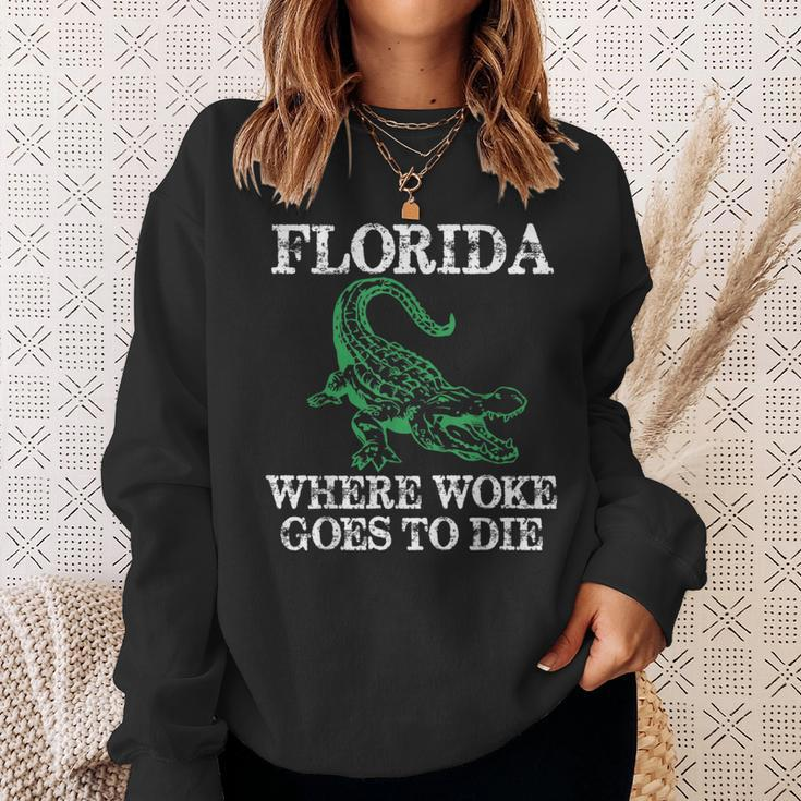 Florida Is Where Woke Goes To Die Crocodile Alligator Sweatshirt Gifts for Her
