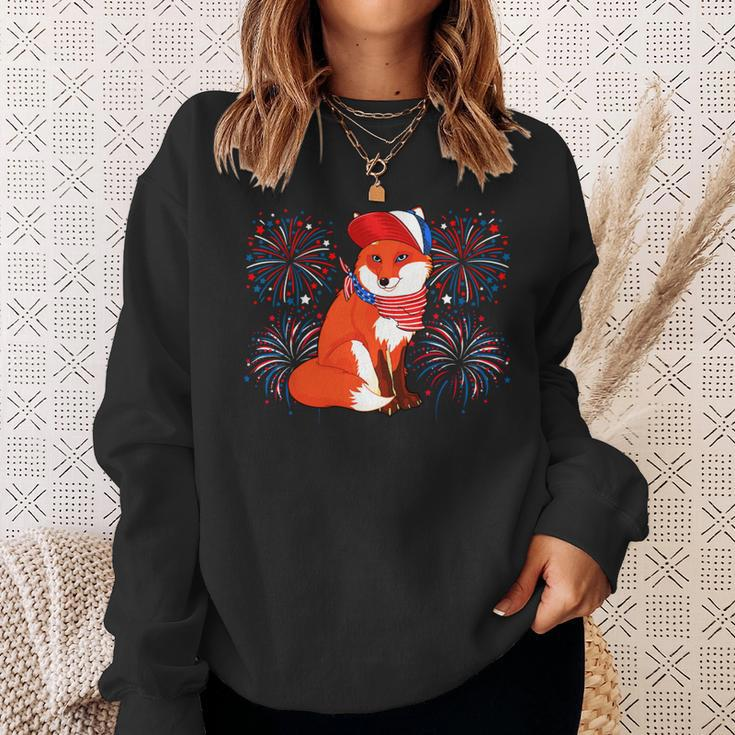 Fox 4Th Of July American Flag Fireworks Costume Animal Sweatshirt Gifts for Her