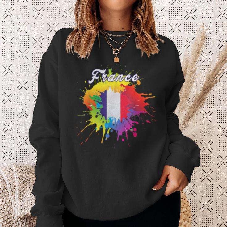 France Flag Pride Gay Colorful Splash French Flag Gift Sweatshirt Gifts for Her