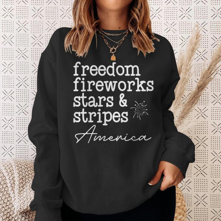 Freedom Fireworks Stars And Stripes America Family Sparklers Freedom Funny Gifts Sweatshirt Gifts for Her