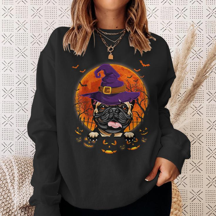 French Bulldog Witch Halloween Pumpkin Scary Costume Sweatshirt Gifts for Her