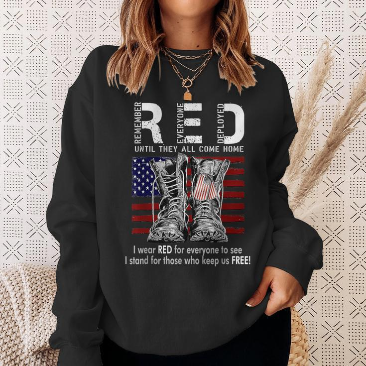 On Friday We Wear Red Remember Everyone Deployed Usa Flag Sweatshirt Gifts for Her