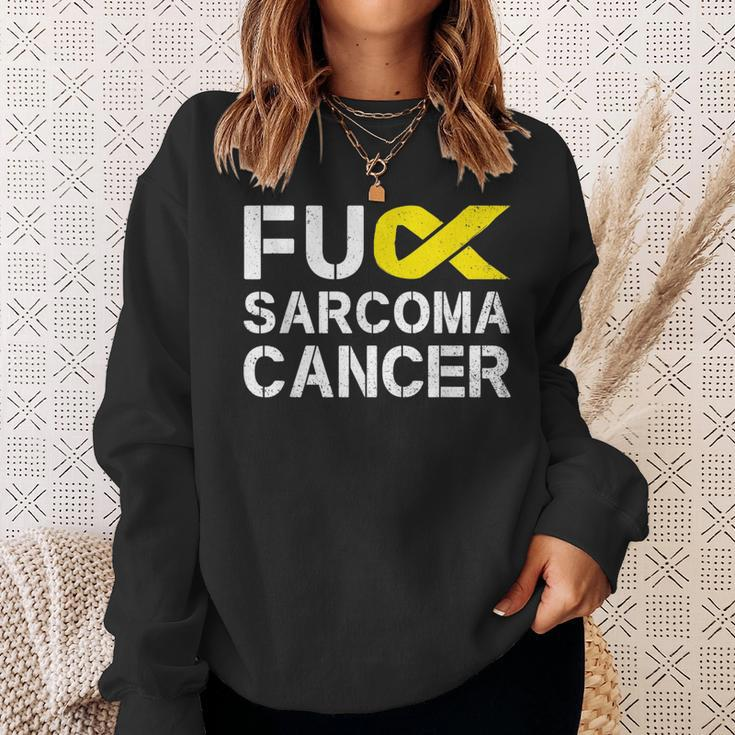 Fuck Sarcoma Cancer Awareness Yellow Ribbon Warrior Fighter Sweatshirt Gifts for Her