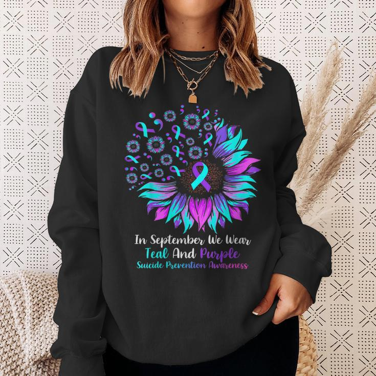 Fun In September We Wear Teal And Purple Suicide Preventions Sweatshirt Gifts for Her
