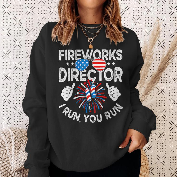 Funny 4Th Of July Shirts Fireworks Director If I Run You Run Sweatshirt Gifts for Her