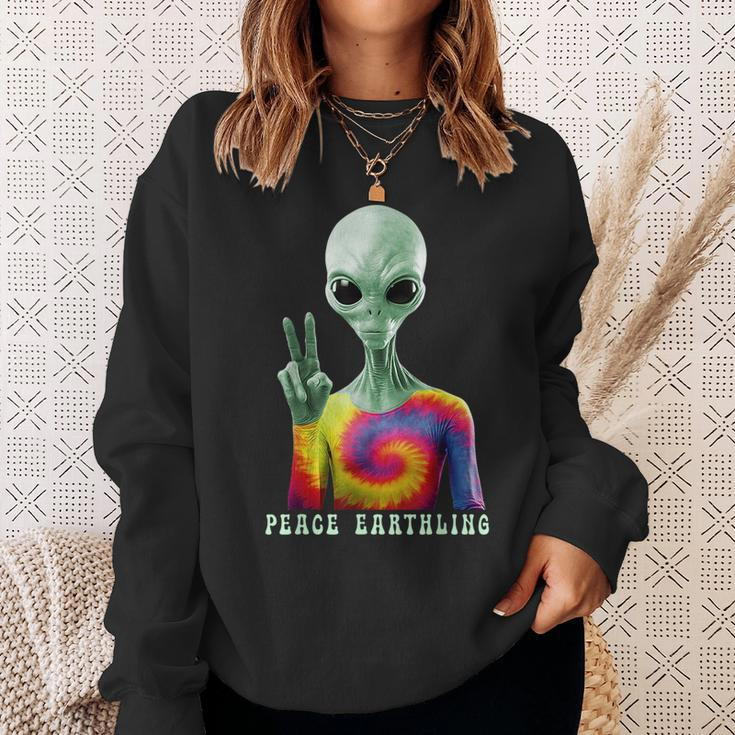 Funny Alien Peace Sign Tie Dye Peace Earthling Alien Funny Gifts Sweatshirt Gifts for Her