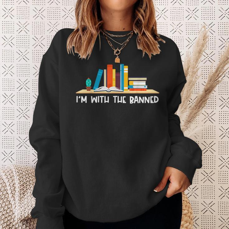 Funny Books Lovers Im With The Books Bookshelf Hilarious Sweatshirt Gifts for Her
