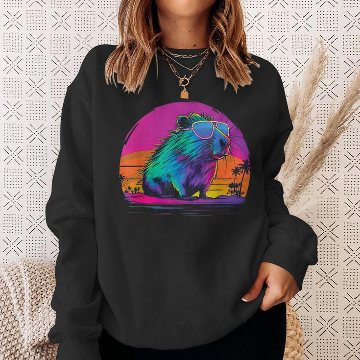 Funny Capybara Vintage Rodent Retro Vaporwave Aesthetic Goth Sweatshirt Gifts for Her